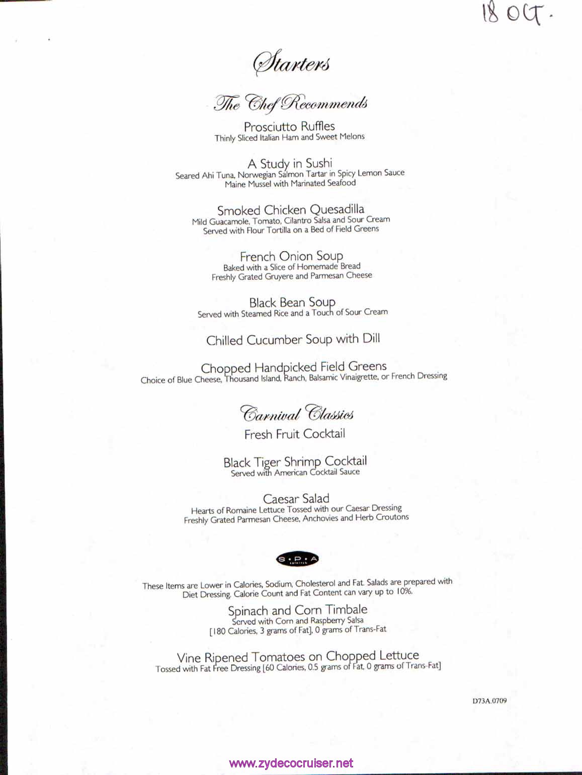 Carnival Dream Menu - D73A.0709