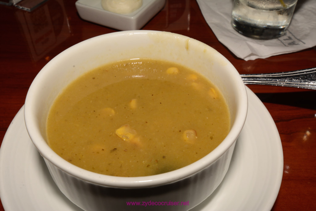002: Carnival Glory, Day 1 MDR Dinner - Smoked Poblano and Corn Soup