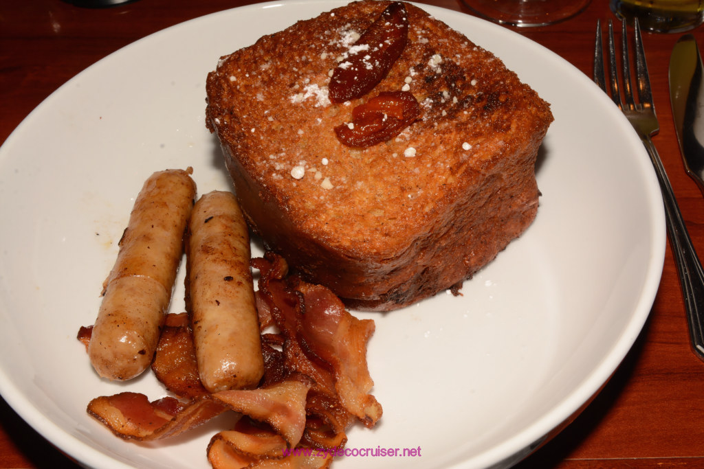 001: Carnival Glory Cruise, Sea Day 2, Sea Day Brunch, 12 Hour French Toast with sausage and bacon