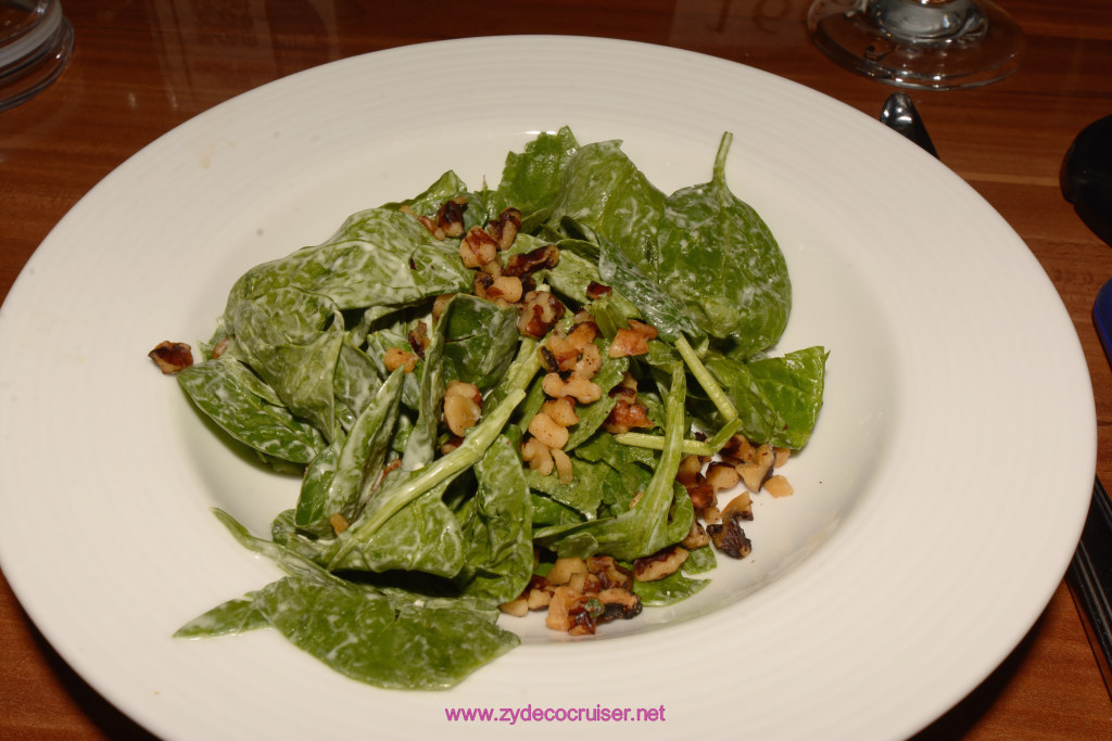 148: Carnival Horizon Cruise, Sea Day 1, MDR Dinner, Baby Spinach Salad