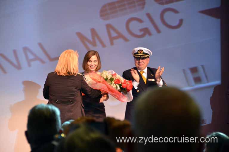 301: Carnival Magic Inaugural Cruise, Grand Mediterranean, Venice, Naming Ceremony, Godmother Lindsey Wilkerson, Captain Cutugno