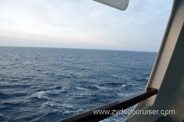170: Carnival Magic Inaugural Cruise, Sea Day 1, View from our Cove Balcony, 