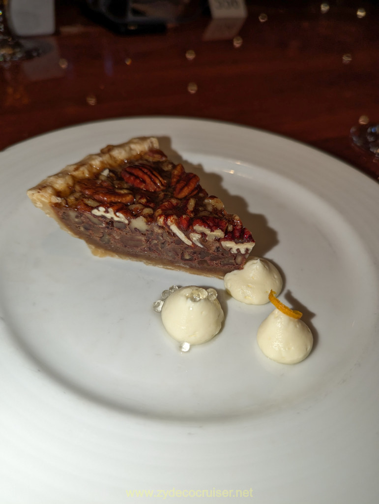 004: Carnival Valor Christmas Cruise, Sea Day 2, MDR Dinner, Classic Bourbon Pecan Pie 
