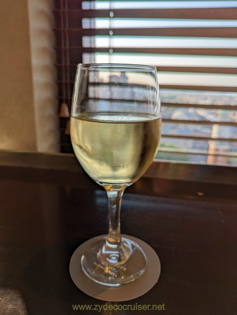 11: A glass of wine in the Sheraton Club Lounge