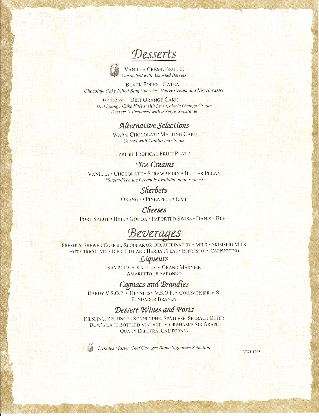 Carnival Freedom Mar514 menus