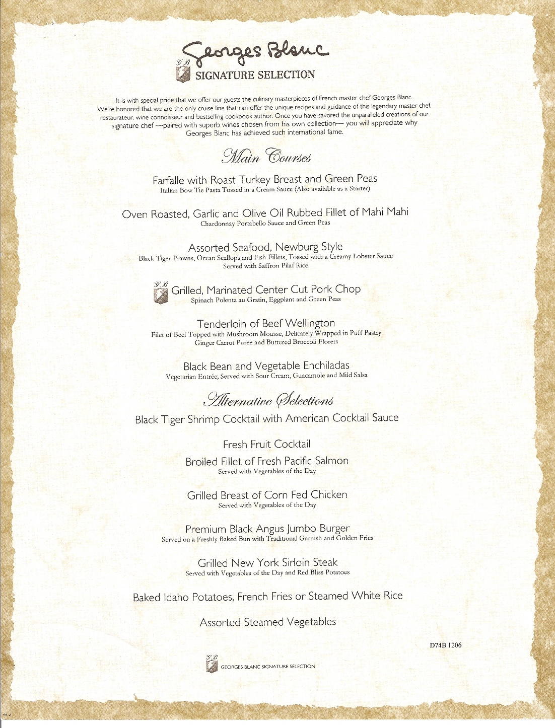 Carnival Freedom Mar514 menus