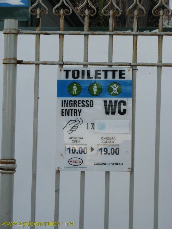 098: Carnival Freedom Inaugural, Venice, Pay toilet, prices have gone up since then