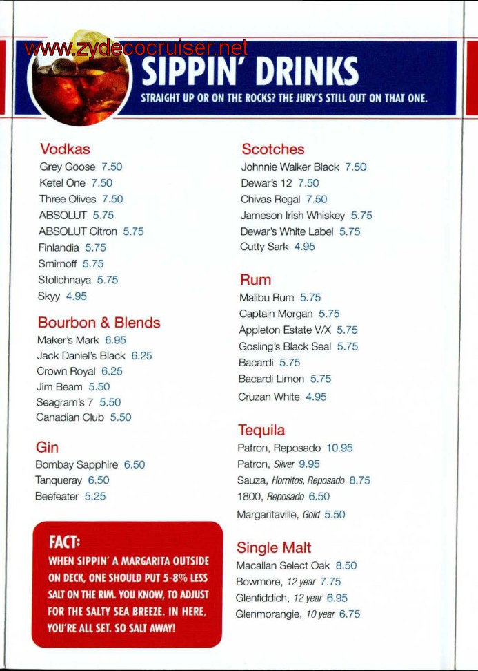 Carnival Bar Menu, Page 4