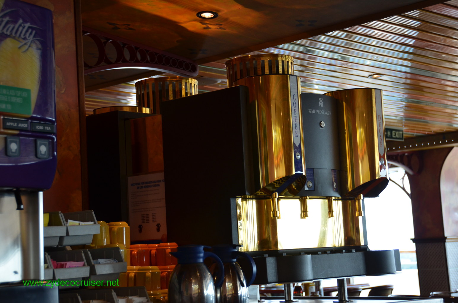 028: Carnival Conquest, Nov 18. 2011, Cozumel, Lido Breakfast Drinks, Coffee, Decaf