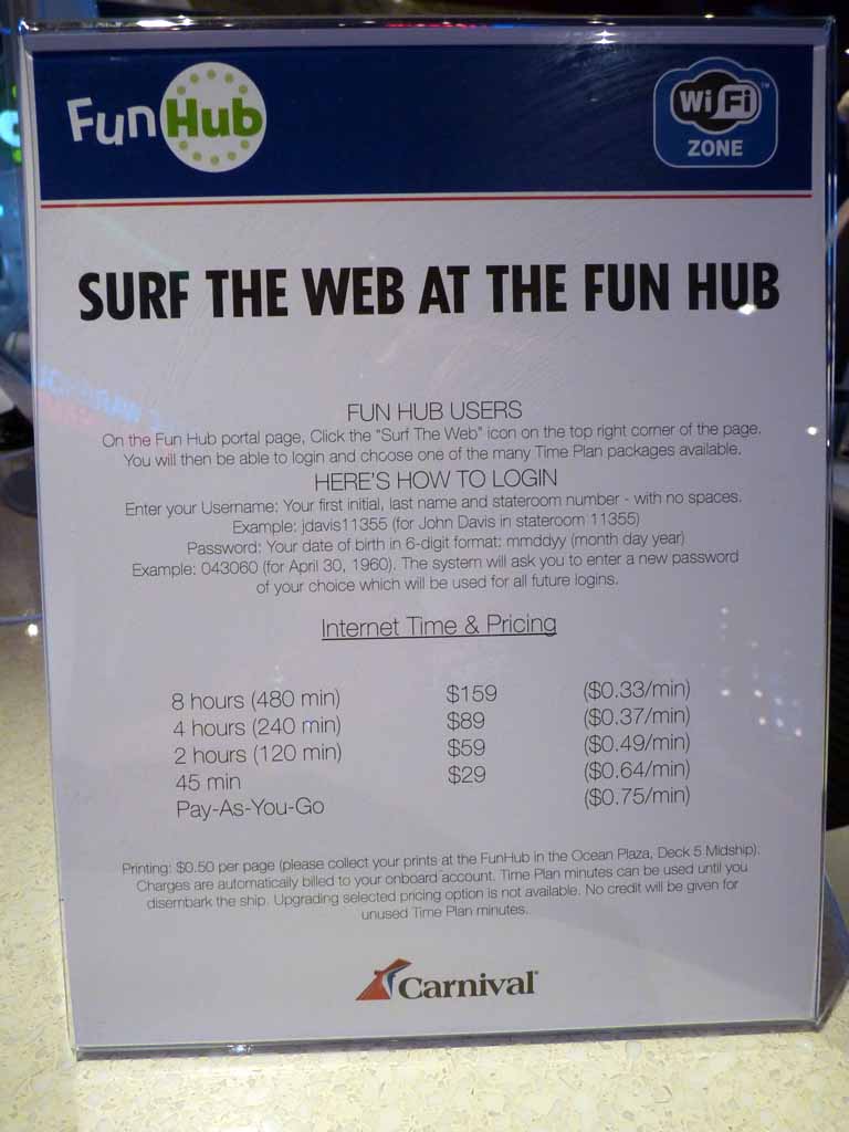Carnival Dream Internet Prices