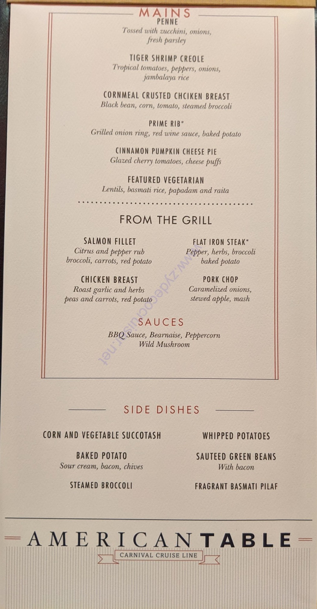 037: Carnival Panorama Inaugural Cruise MDR Menus and Food Porn, 