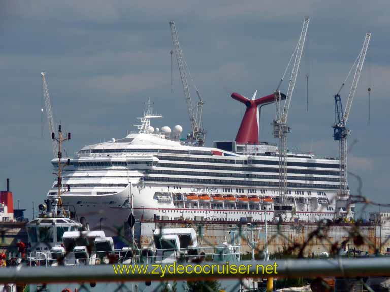 253: Carnival Sensation, Freeport, Bahamas - we spy Carnival Destiny undergoing dry dock repairs