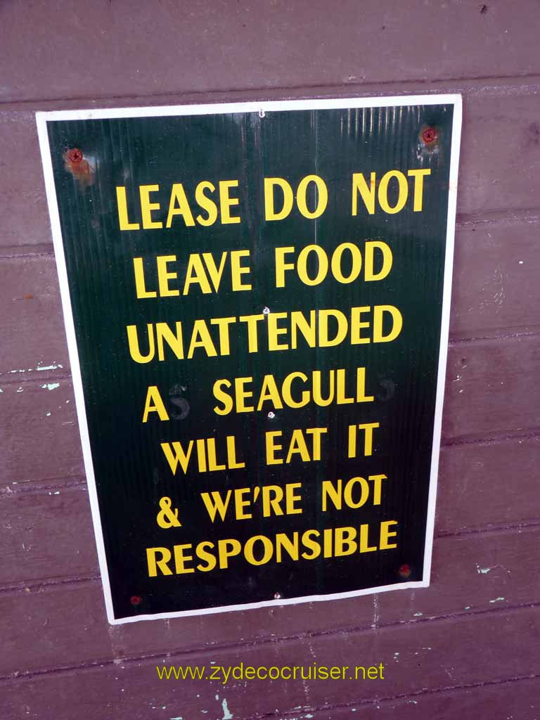 306: Carnival Sensation, Freeport, Bahamas, Warning Sign at Billy Joe's Restaurant, Our Lucaya