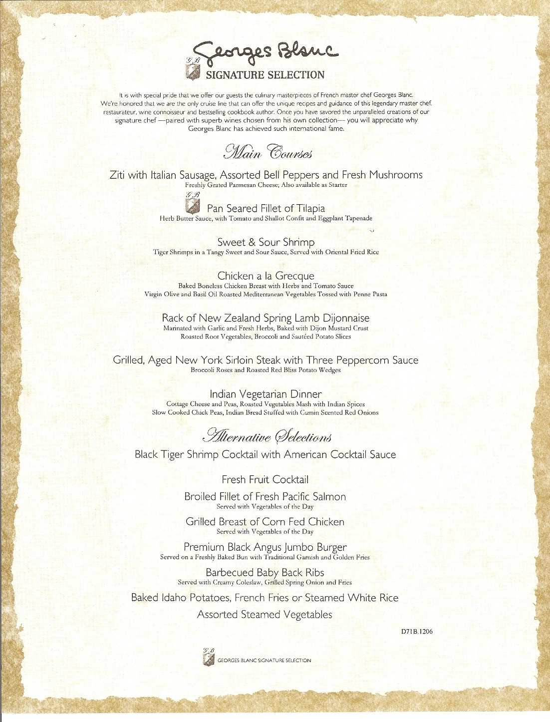 Carnival Freedom Mar514 menus