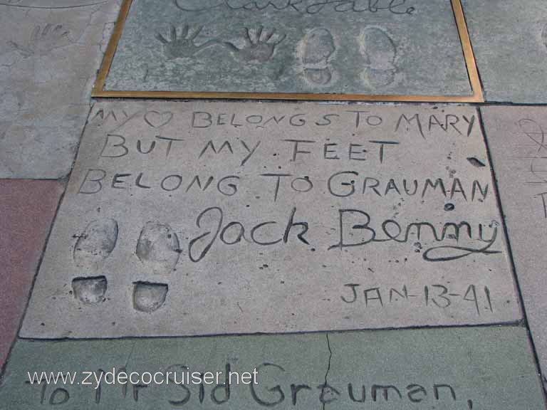 120: Carnival Pride, Long Beach, Sunseeker Hollywood/Los Angeles & the Beaches Tour: Grauman's Chinese Theatre, Jack Benny prints